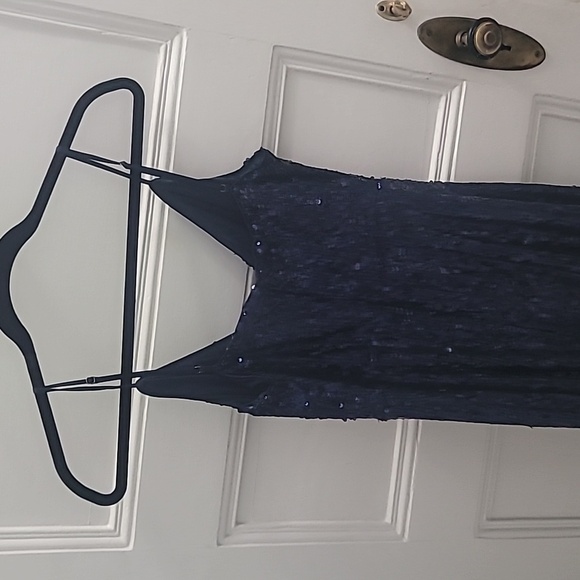 NWT Ramy Brook Leanne Sequin Midi Dress Navy Blue Size 8 - Picture 8 of 9